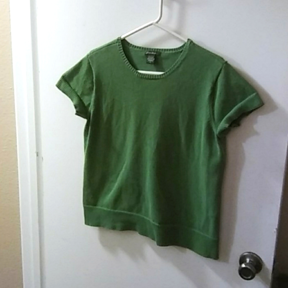 Green Women's XL Short Sleeve Sweater